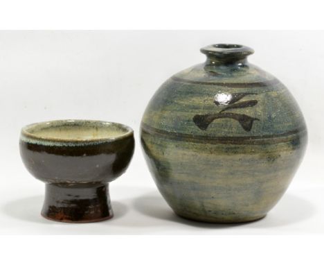 TREVOR CORSER (1938-2015) for Leach Pottery; a stoneware globular vase with Z motif, impressed TC and St Ives marks, height 2