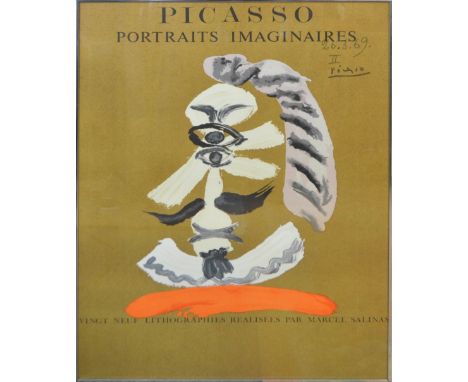 AFTER PABLO PICASSO (1881-1973); lithograph, 'Portraits Imaginaires', with printed date and signature, 50 x 73cm, framed and 