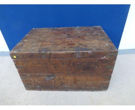 A 19th Century camphorwood and metal bound trunk. 