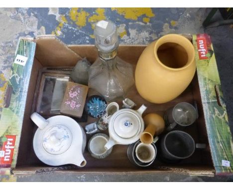 Assorted collectables including two Poole Pottery vases.