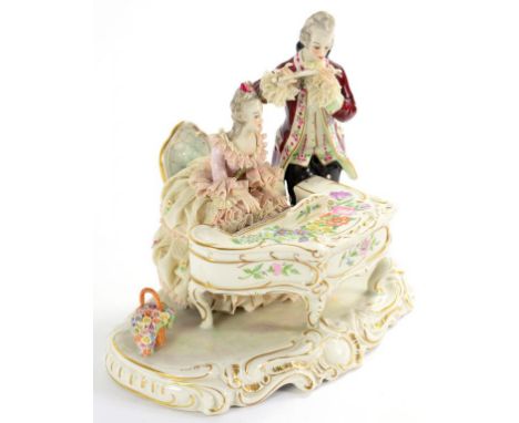 A PORCELAIN GROUP OF THE MAGIC FLUTE, 23CM H, SECOND HALF 20TH C