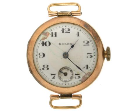 A ROLEX 9CT GOLD WRISTWATCH WITH ENAMEL DIAL, BIRMINGHAM 1919