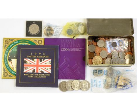 MISCELLANEOUS ENGLISH PRE AND POST DECIMAL COINS, INCLUDING COMMEMORATIVE CROWNS AND THREE B.U YEAR SETS