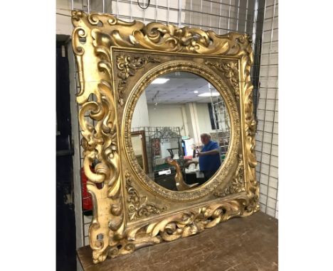 LATE 17th CENTURY HARDWOOD FRAME PIERCED AND CARVED WITH SCROLLS ACANTHUS FOLIAGE AND GROTESQUE MASKSALTERED AND NOW CONTAINI