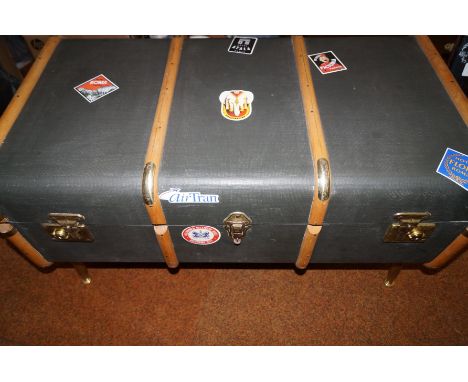 Travel trunk converted into a coffee table 