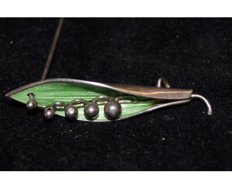 Silver and enamel pin brooch, Birmingham hallmark, maker AJS 