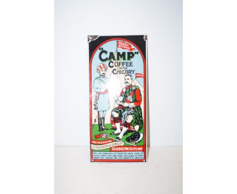 Metal enamel sign, camp coffee with chicory