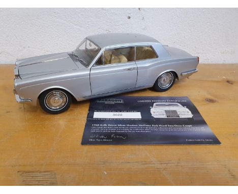 Paragon die cast, scale 1:18, 1968 Rolls Royce Silver Shadow Mulliner Park Ward two door coupe limited edition number 1716 of