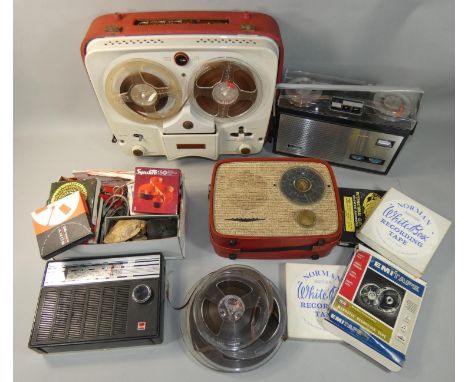 A cased Ferguson reel-to-reel tape recorder, together with a Philips 4200 reel-to-reel tape recorder, Sharp FY-301L transisto