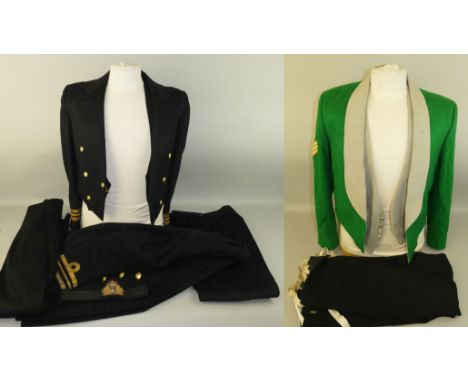 Royal Navy Lieutenant Commander's moleskin uniform, comprising two pairs of trousers, No. 1 uniform jacket, mess jacket with 