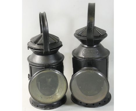 A pair of railway signalling lamps, one by Linley &amp; Co. London and Birmingham, 1917, the other with no visible markings (