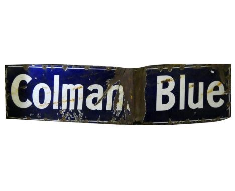 A vitreous enamel, single sided, wall mounted advertising sign, Coleman's Blue, 41 x 156cm.