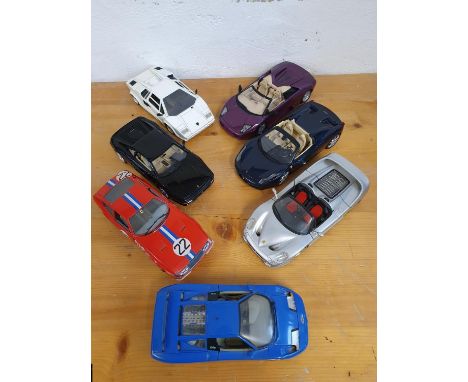 Die cast, scale 1:18, Lamborghini Countach, Lamborghini Murcielago, Ferrari 458, Ferrari F50, Ferarri F355, Ferrari Daytona, 