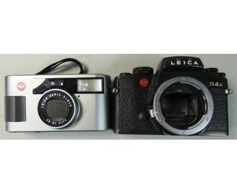 A Leica C3 Compact 35mm Camera with a 28-80 ASPH Vario Elmar lens, together with a Leica R4S Mod.2 camera, both in carry case