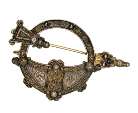 Waterhouse Dublin Irish Circa 1880 a Celtic style silver brooch  Weight: Approx. 62.4 grams Dimensions:&nbsp;10.5 cm. (L) 