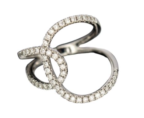 Contemporary An unusual 18 carat white gold and diamond entwined loop dress ring  Weight: Approx. 4.03 grams Ring size: K 