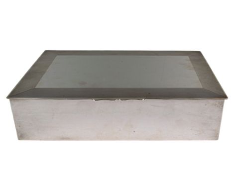 Mappin &amp; Webb  Silver Cigar Box  Dimensions: 2.5 (H) x 11 in. (W) x 7 in. (D) 
