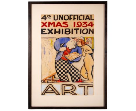 Arnold Beauvais (1886 - 1984) 4th Unofficial Xmas 1934 Exhibition Art Mixed media on paper Signed lower left  Dimensions: (Pa