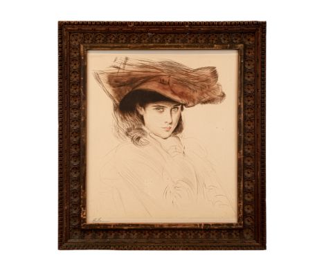 Paul César Helleu (1859 - 1927), French A picture of the artist's daughter, Helene Hand-coloured lithograph Signed lower left
