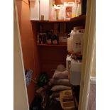 Contents of cleaning supplies to 2 cupboards to include floor cleaner, disinfectant, weed killer
