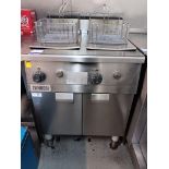 Zanussi twin basket stainless steel deep fat fryer (buyer to drain and remove oil)