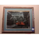 Artwork depicting steam trains