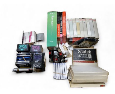 Scotch Magnetic Recording tape;  Akai 20 J cassettes;  Anatek Pocket Records;  Pocket Sequencer;  Pocket Pedal;  etc 