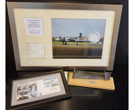 RAF Aircraft interest - framed Avro Vulcan parachute material section from Avro Vulcan B Mk2 XH558, ltd edition 21/558, Vulca