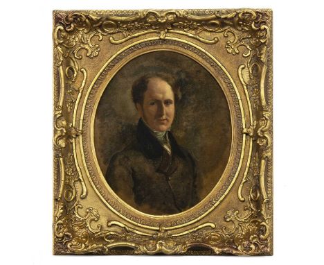 SIR GEORGE HAYTER (BRITISH 1792 - 1871),PORTRAIT OF JOHN EVELYN DENISONoil on board, inscribed label versoimage size 33cm x 2