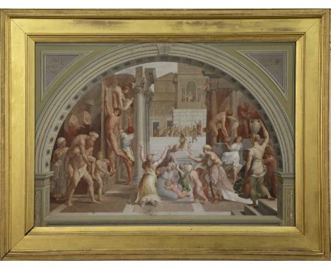AFTER RAPHAEL (1483 - 1520),THE FIRE IN THE BORGOhand-coloured print on paperimage size 52cm x 73cm, overall size 69cm x 91cm