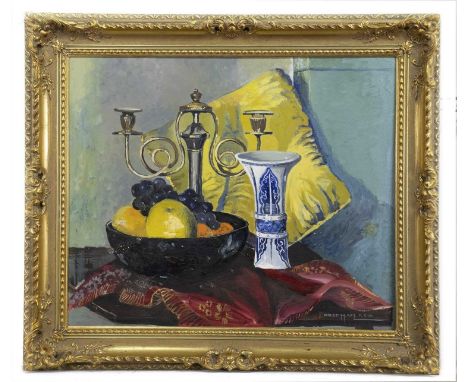 * VIOLET MCNEISH KAY RSW (SCOTTISH 1914 - 1971),CANDELABRA WITH FRUIToil on board, signedimage size 51cm x 61cm, overall size