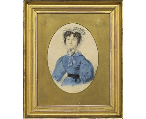 WILLIAM MOORE SENIOR (BRITISH 1791 - 1851),PORTRAIT OF A YOUNG LADYwatercolour on paper, signed versoimage size 19cm x 14cm (