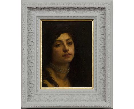 ARTHUR ELLIS RBA (BRITISH exh. 1880 - 1918),PORTRAIT OF A LADYoil on board, signedimage size 21cm x 16cm, overall size 34cm x