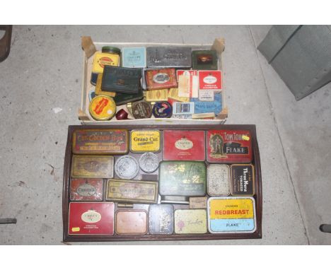 Two trays of smoking memorabilia including pipe, cigarette tins etc.