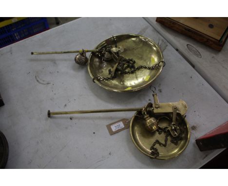 Two Victorian brass steelyard scales 