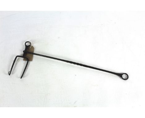 A rare 18th Century hand held steel adjustable head toasting fork with twisted decoration to shaft