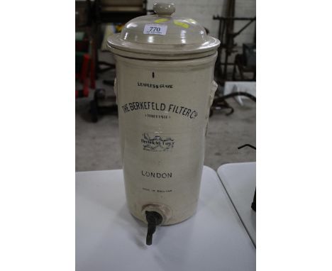 The Berkefeld Filter Company ceramic water filter with brass tap and lid 