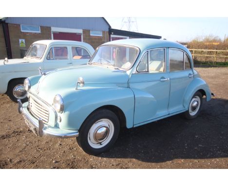 A Morris Minor 1000 motor car. Registration 364 CNG. Date of first registration 28th March 1963. 80,200 miles. 1,098cc petrol