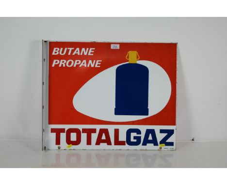 An enamel sign for "Butane Propane Total Gaz" approx. 23&frac34;" x 19&frac12;"