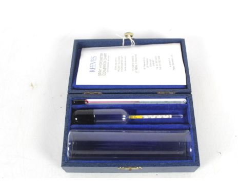 A Reeves spirit hydrometer in case with instructions 