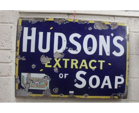 A "Hudsons Extract Soap" enamel sign 41" x 28½"