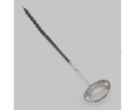 A George III silver and twisted whalebone toddy ladle, London 1769, 32cm 