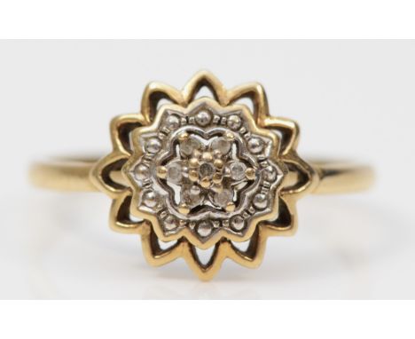 A 9ct gold diamond dress ring, O 1/2, 1.7g 