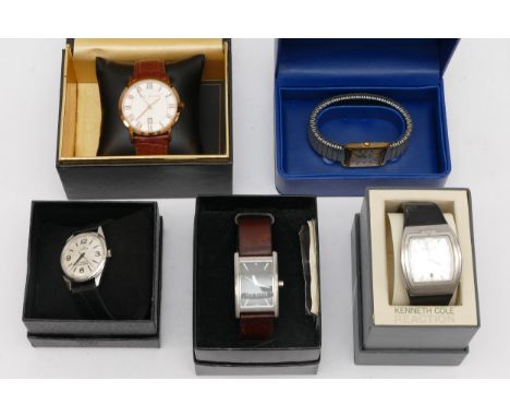 Ted Baker (2), Roamer, Rotary and Kenneth Cole, five quartz fashion wristwatches (5) 