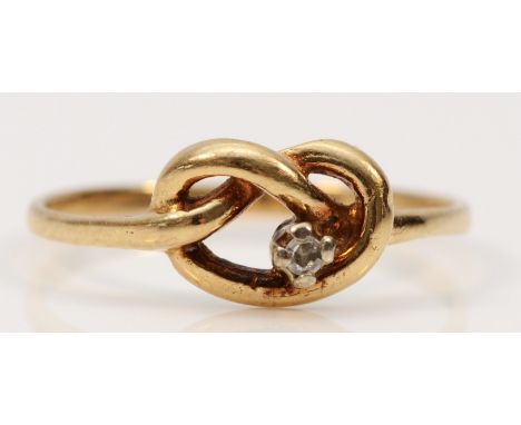 A 9ct gold diamond Celtic heart ring, I 1/2, 0.9g 