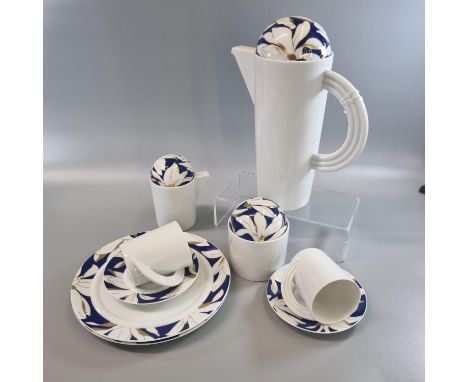 Rosenthal Germany porcelain 21 piece 'Cupola Fiorella' coffee set comprising: six cups and saucers, six side plates, lidded s