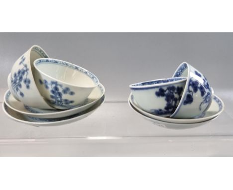 Collection of four similar Chinese blue and white The Nanking Cargo tea bowls and saucers, all saucers with Christie's label 