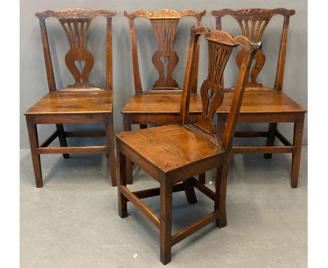Set of six early 19th century oak Chippendale style farmhouse kitchen chairs.  (6)   (B.P. 21% + VAT) 