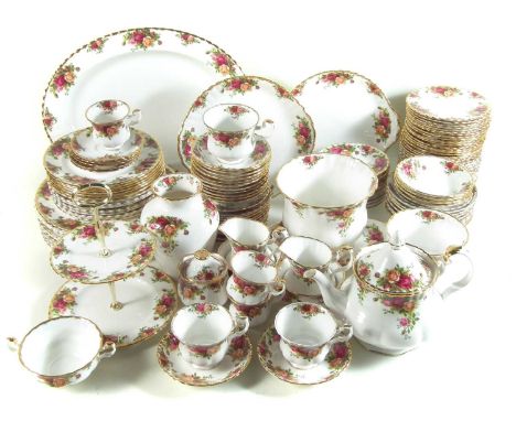 Large Royal Albert Old Country Roses service, mixed firsts and seconds as per list:First quality.1x Teapots; 1x two tier cake