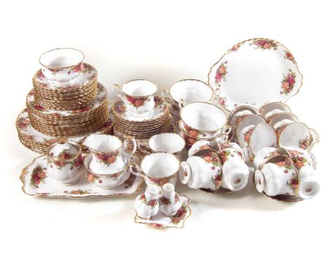 Royal Albert Old Country Roses service, all first quality (78 pieces in total)To include:Five large plates. Eleven side plate